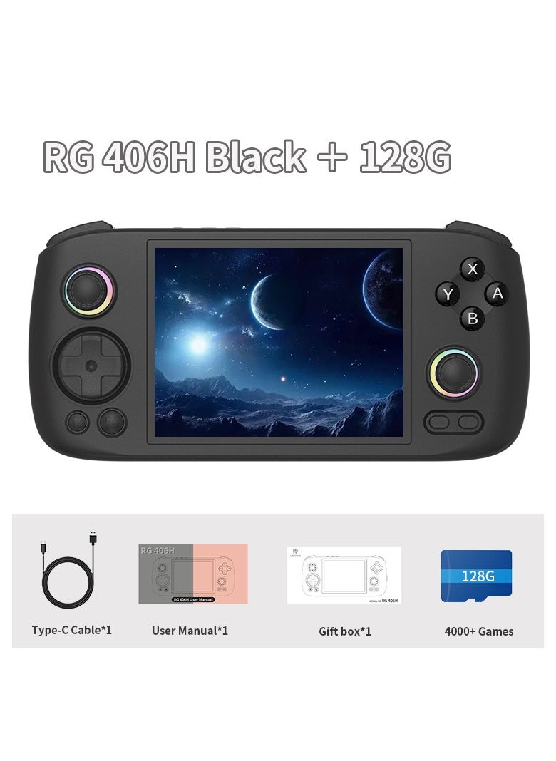 ANBERNIC  RG406H Retro Handheld Game Console with 4-inch IPS Screen RGB Lighting Handheld Gaming Console with Android 13 System, 5000mAh Battery (Black, 128GB)  - Image 1