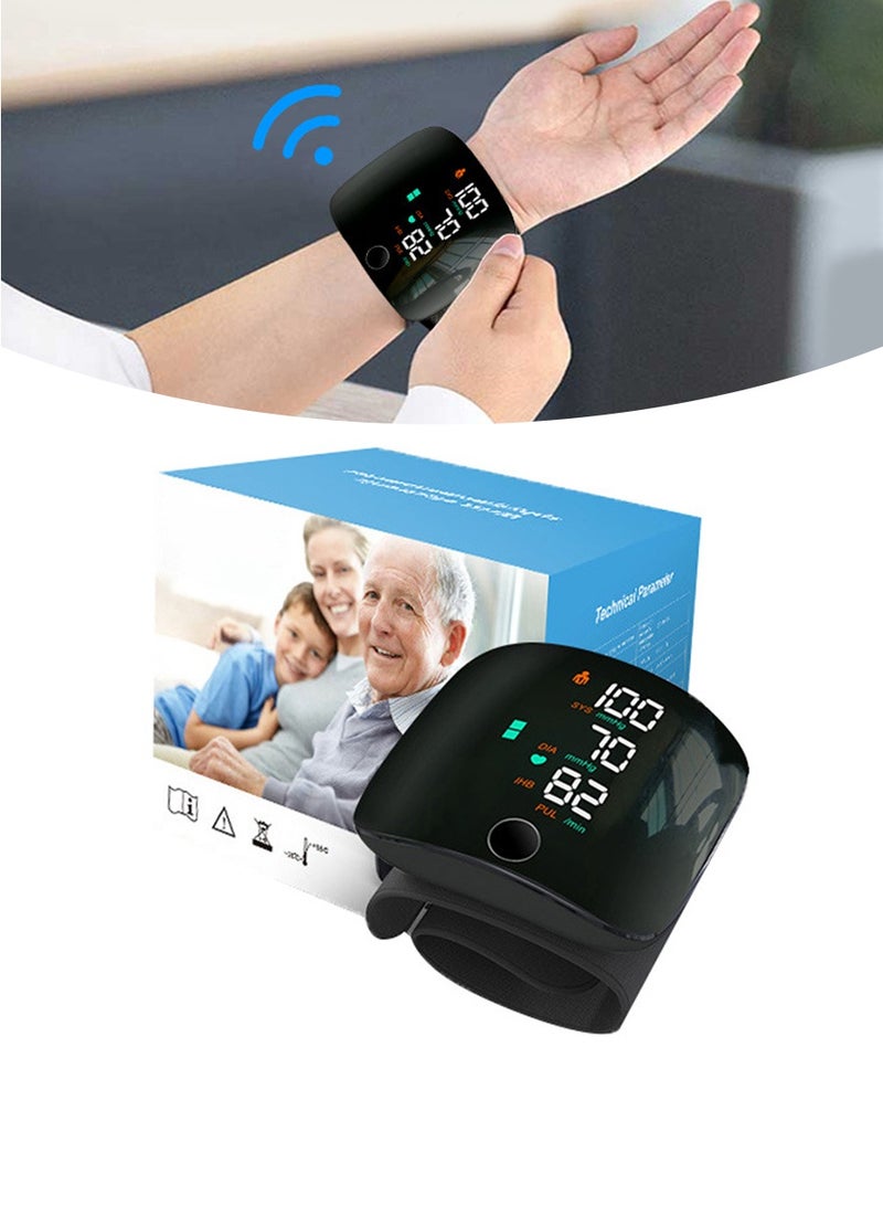 Smart Touchscreen Integrated Digital Blood Pressure Monitor With Automatic LCD Display & Voice Broadcast, Includes Rechargeable Battery, Wrist Cuff, Heart Rate & Pulse Monitor - Image 1