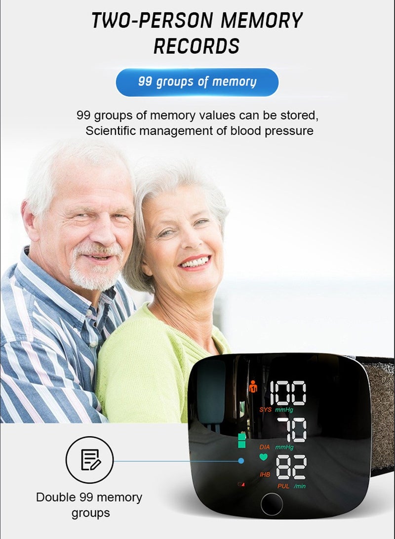 Smart Touchscreen Integrated Digital Blood Pressure Monitor With Automatic LCD Display & Voice Broadcast, Includes Rechargeable Battery, Wrist Cuff, Heart Rate & Pulse Monitor - Image 4