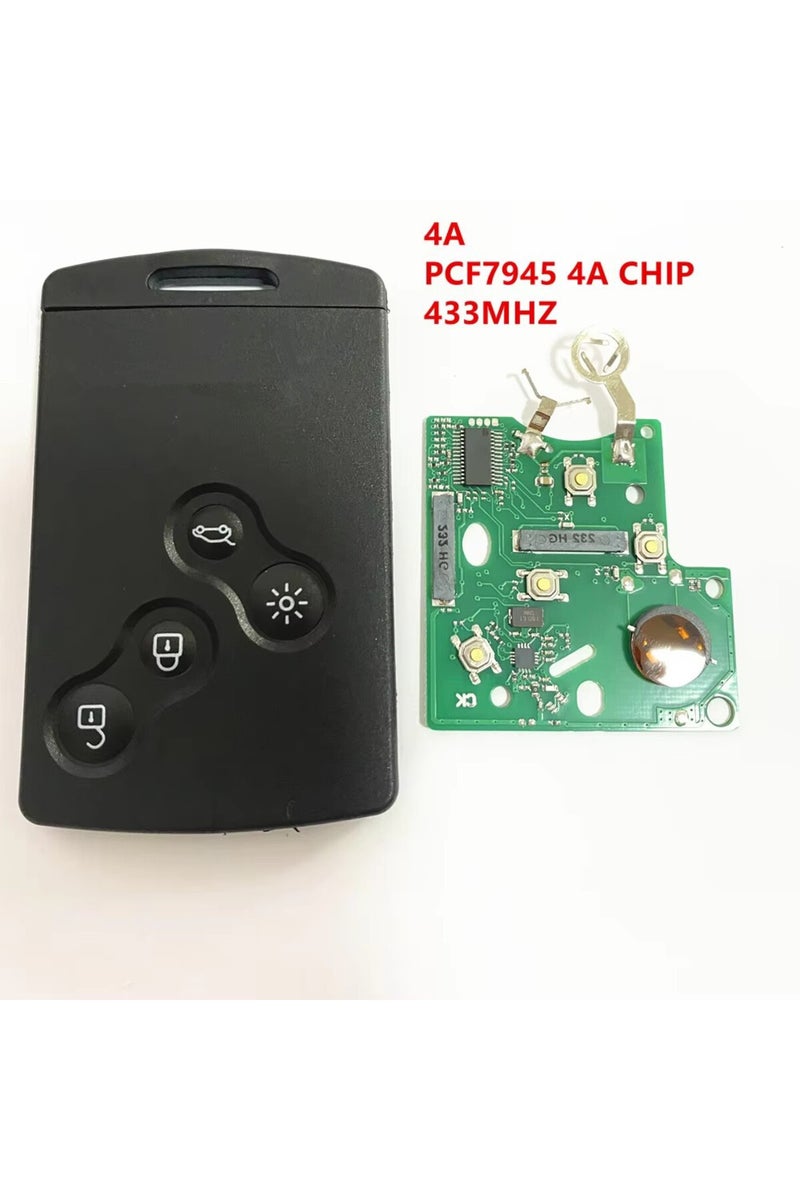 إيروريكس مفتاح ذكي بدون مفتاح، قطعة واحدة بدون شعار! مفتاح تحكم عن بعد بأربعة أزرار، بتردد 433 ميجاهرتز، 4 أمبير، مزود بشريحة PCF7945/PCF7953، متوافق مع سيارات رينو. - Image 2