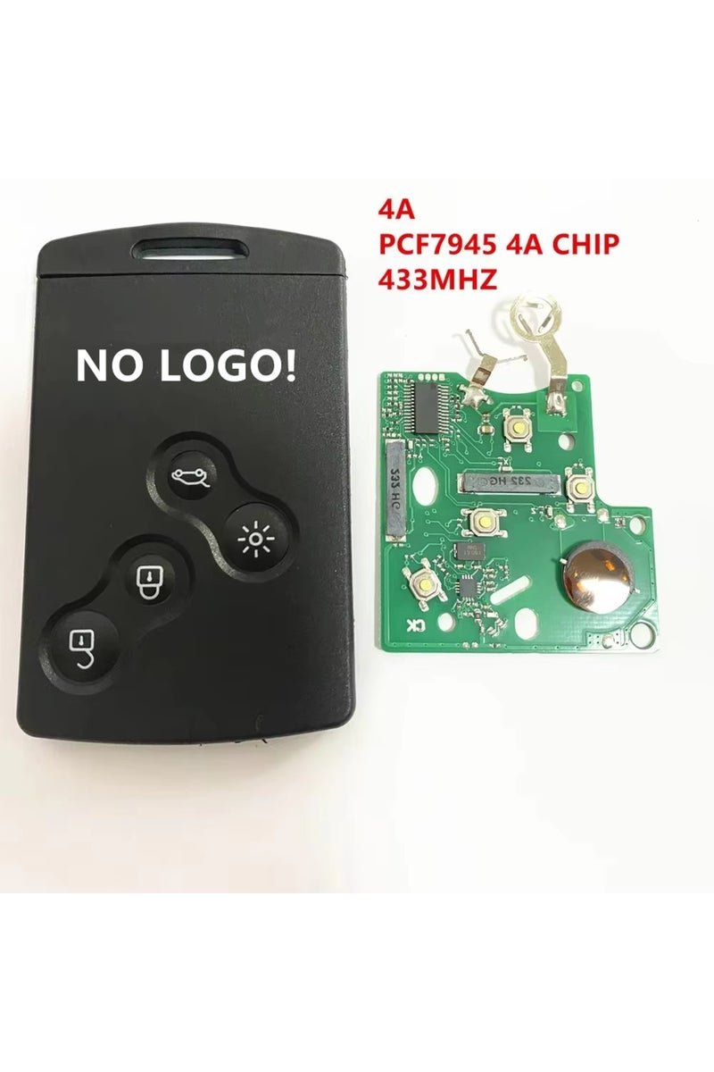 إيروريكس مفتاح ذكي بدون مفتاح، قطعة واحدة بدون شعار! مفتاح تحكم عن بعد بأربعة أزرار، بتردد 433 ميجاهرتز، 4 أمبير، مزود بشريحة PCF7945/PCF7953، متوافق مع سيارات رينو. - Image 1