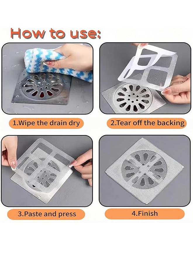 60 Pieces Floor Drain Stickers Mesh Stickers, Disposable Shower Drain Strainer, Shower Drain Cover Bathroom Sink Drain Strainer, Adjustable Window Net For Bathroom, Bathtub, Kitchen, Sink (4" X 4")  - Image 5