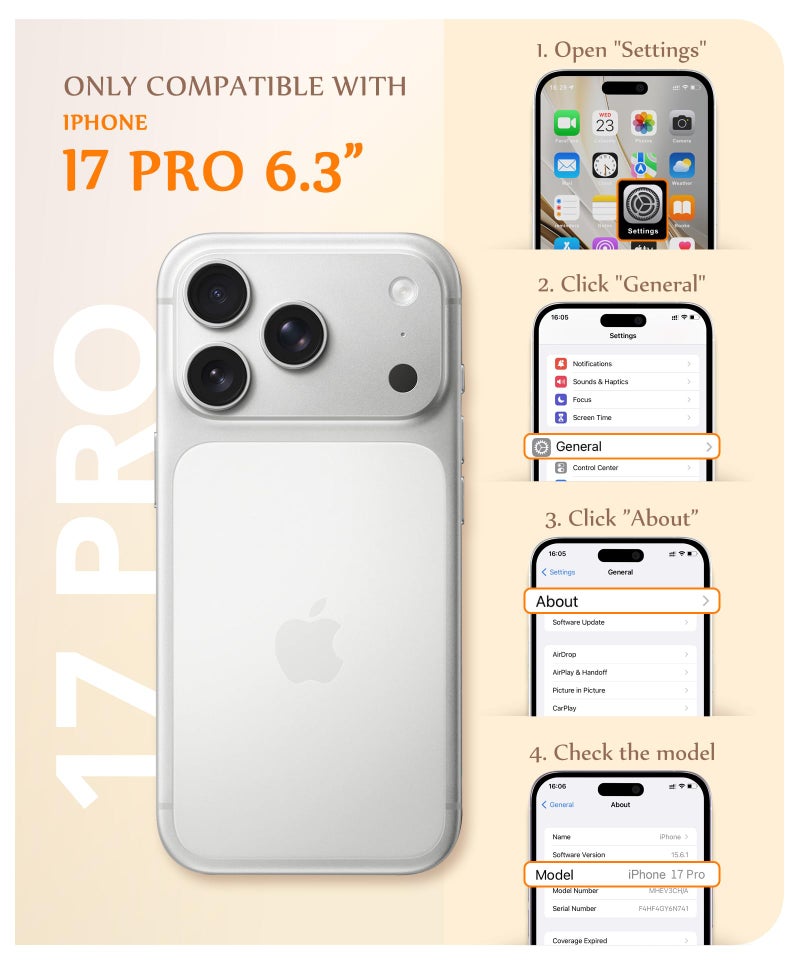 GVIEWIN for iPhone 17 Pro Case Compatible with MagSafe, [Full Camera Protection][Military-Grade Protection] Shockproof Protective Slim Magnetic Marble Phone Case for 17 Pro 6.3", Drift Sand/Gold - Image 2