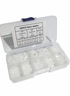 Nylon Washer, Flat washer Plastic flat washer Flat gasket Round spacer washers Seal ring Spacer washer Washer round glat，for Industrial Fixings 500 Pcs