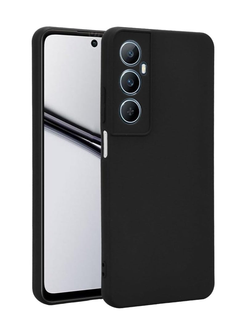 جراب لهاتف Realme C65 4G جراب ممتص للصدمات من المطاط السائل Realme C65 2024 مع بطانة ناعمة من الألياف الدقيقة وغطاء حماية صلب نحيف مقاوم للصدمات لهاتف Realme C65 4G 2024 أسود