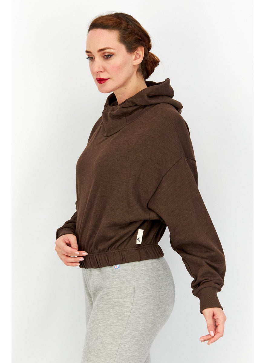 Adidas - Women Sportswear Fit Cropped Sweatshirt, Brown - Image 1