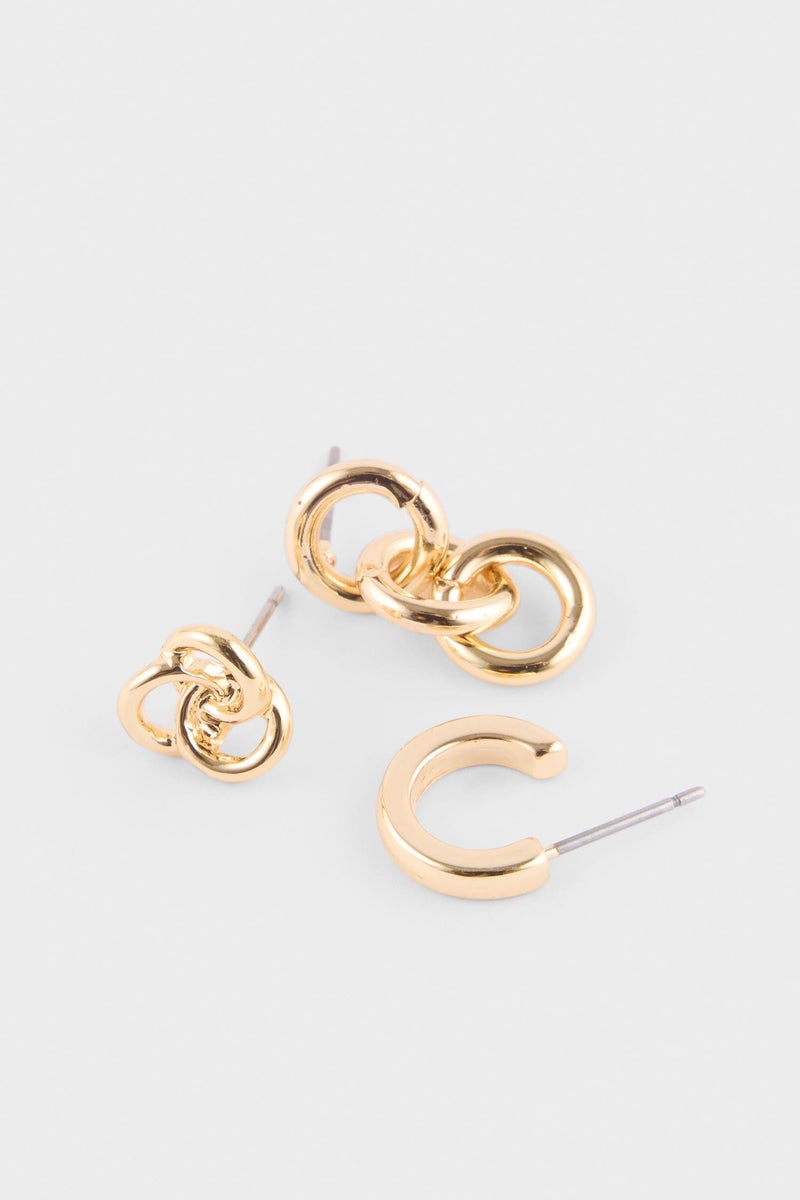 DeFacto Gold Woman Woman 6 Piece Earrings Casual - Image 4