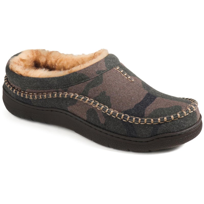 Zigzagger Men's Slip On Moccasin Slippers, Indoor/Outdoor Warm Fuzzy Comfy House Shoes, Fluffy Wide Loafer Slippers,Camouflage Camel,11-12 D(M) US - Image 5