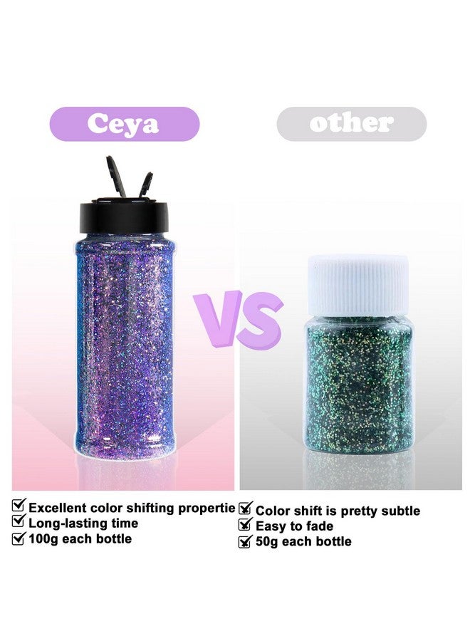 ceya Chameleon Glitter, 3.5Oz/ 100G Flamingo Opal Color Shift Craft Glitter Powder Color Changing Iridescent Flake Sequin For Epoxy Resin, Nail, Tumbler, Slime, Phone Case, Party Decor, Jewelry Making - Image 5