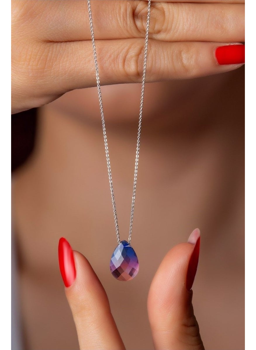 Takı Dükkanı Steel Chain Color Changing Women's Drop Feeling Stone Necklace bbk35  - Image 5