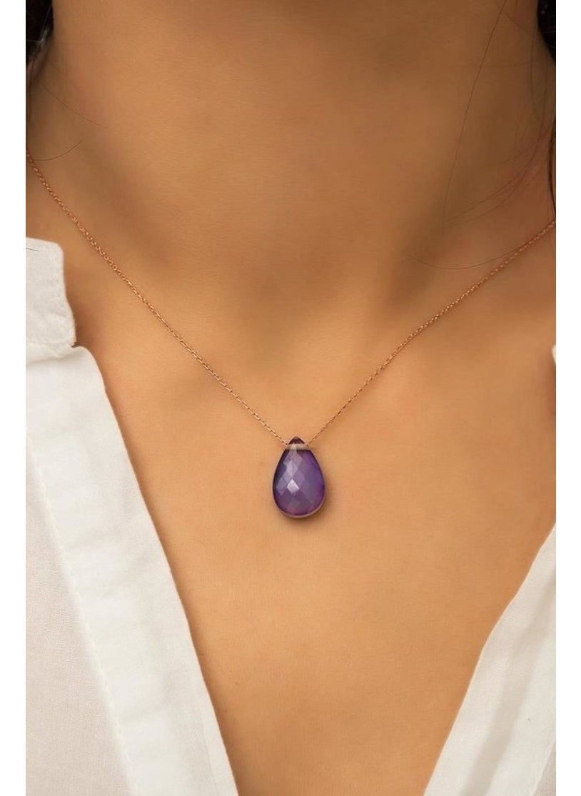 Takı Dükkanı Steel Chain Color Changing Women's Drop Feeling Stone Necklace bbk35  - Image 3