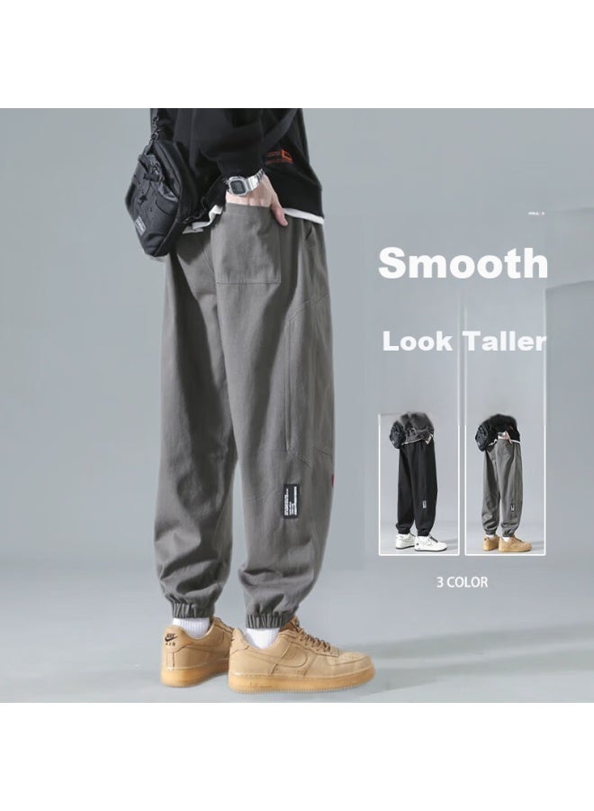 Dingfengbaoluo Casual Pants, Tapered Leg, Men's Autumn And Winter Versatile Trendy Brand, Cargo Sports Trousers, K2061, Gray, 2XL - Image 2