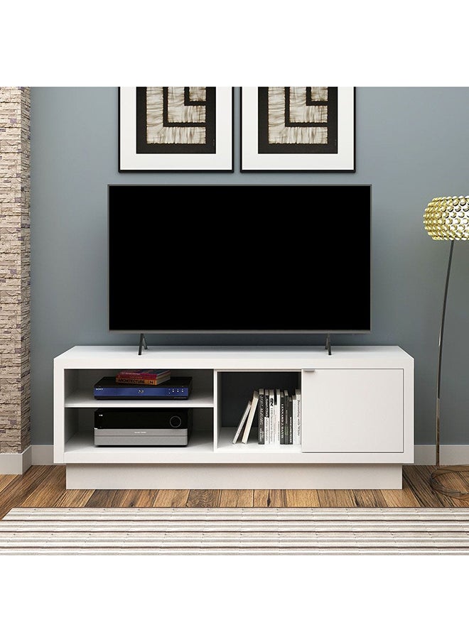 DANUBE HOME Belinda Tv Cabinet With 1 Door Up To 55 Inches Entertainment Wall Tv Unit Wooden Tv Rack Stand Media Console Table For Living Room L 160x40x60 Cm White  - Image 1