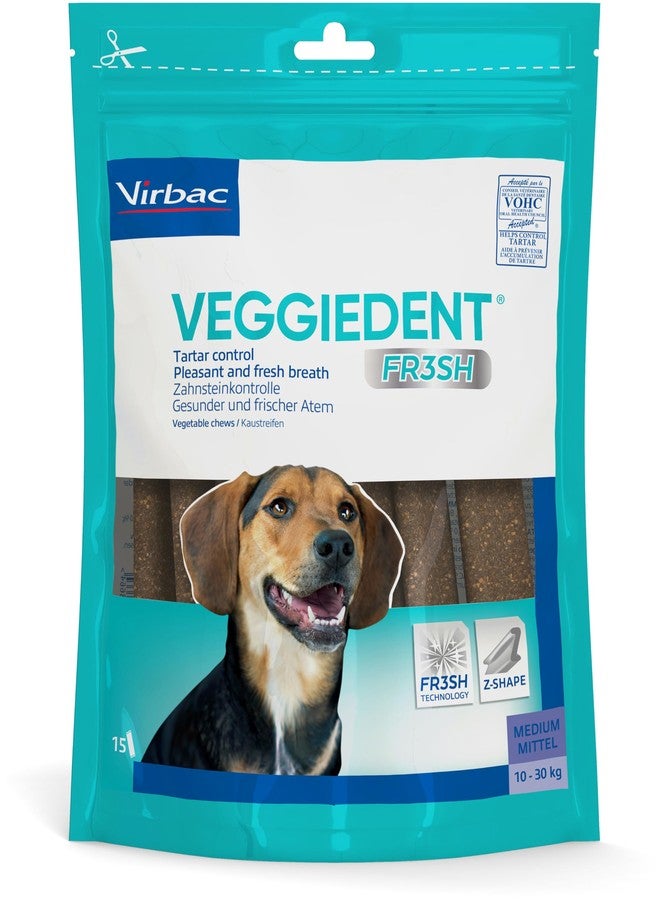 Virbac VeggieDent Chew Bands for Medium Dogs (10-30 kg) - Pack of 15 Chews - Image 1