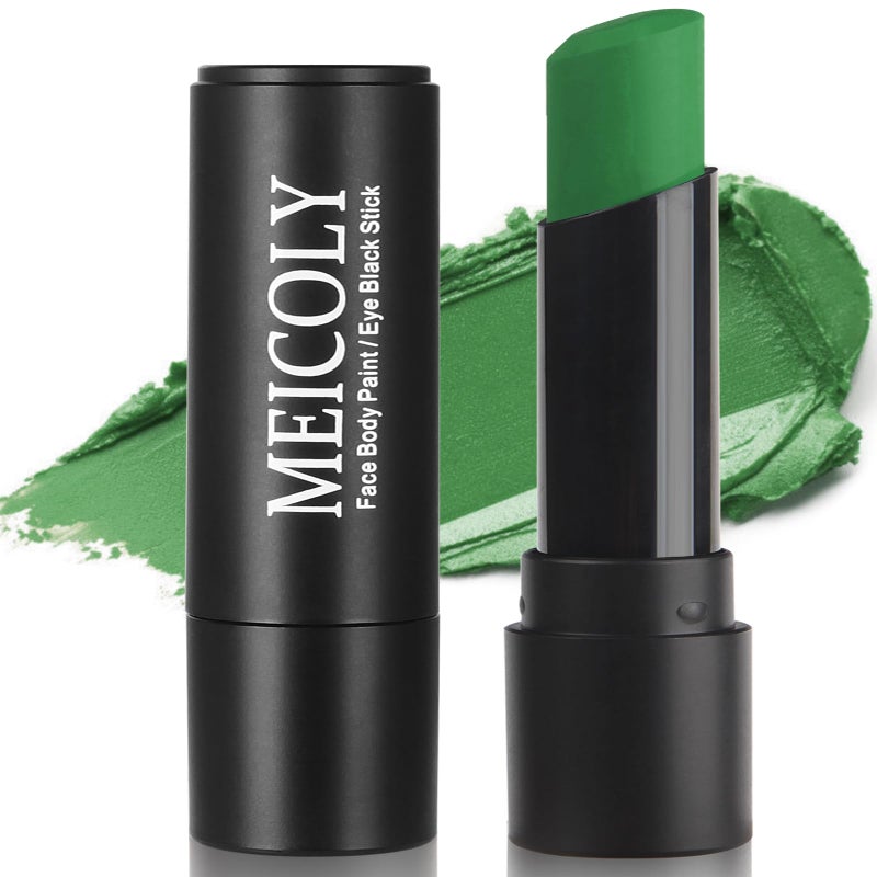 MEICOLY Green Eye Black Stick,Waterproof Eye Black Baseball Softball Football Lacrosse,Camo Witch Green Face Paint,Face Body Paint Stick for Halloween SFX Cosplay Hulk Makeup - Image 1