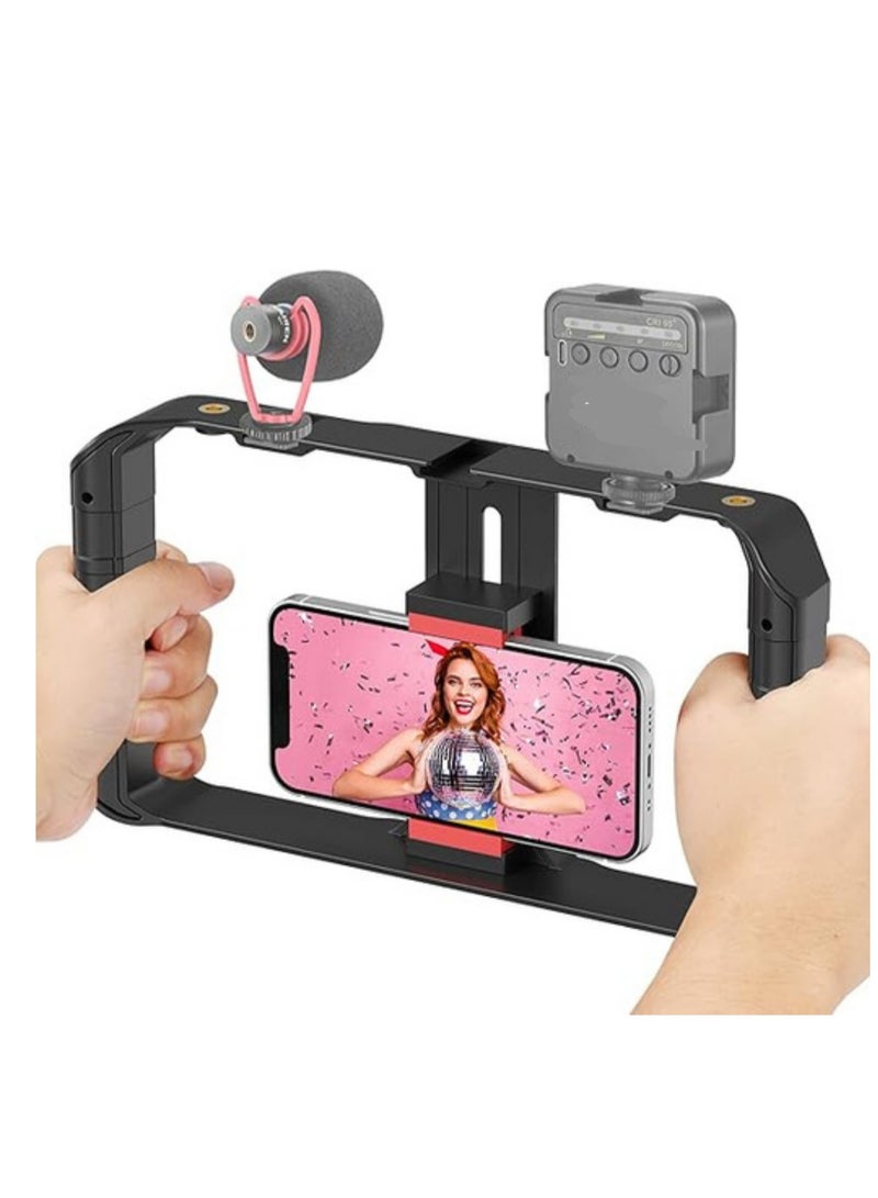 Rig Pro Smartphone Video Rig, Filmmaking Vlogging Case, Phone Video Stabilizer Grip Tripod Mount for Videomaker, Filmmaker, Videographer with Cold Shoe Mount for iPhone, Samsung, and More  - Image 1