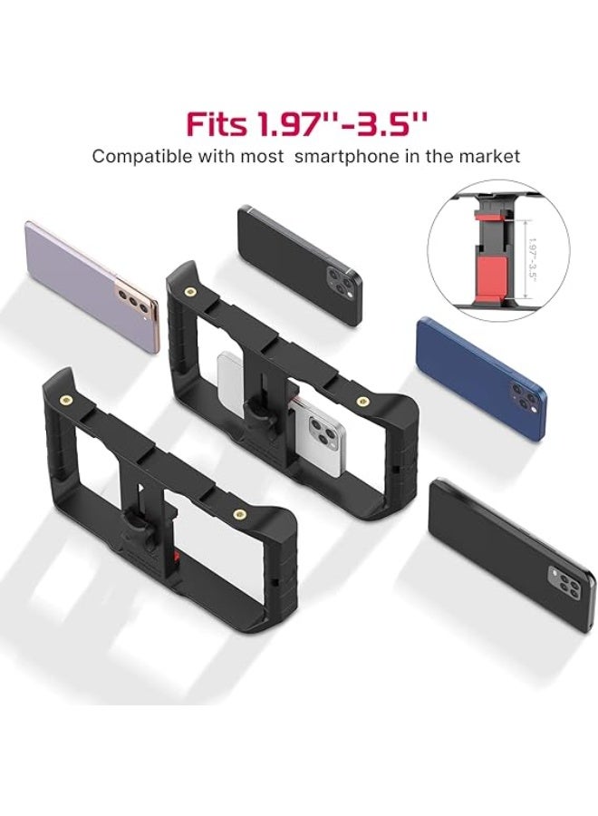 Rig Pro Smartphone Video Rig, Filmmaking Vlogging Case, Phone Video Stabilizer Grip Tripod Mount for Videomaker, Filmmaker, Videographer with Cold Shoe Mount for iPhone, Samsung, and More  - Image 3