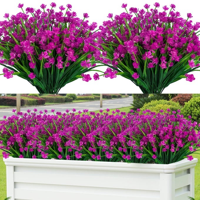 20PCS ARTIFICIAL FLOWERS FOR OUTDOORPLASTIC FLOWERS DECORATION UV RESISTANT FAUX FLOWERS SHRUBS ARTIFICIAL PLANTS FOR INDOOR OUTSIDE GARDEN HOME WEDDING FARMHOUSE