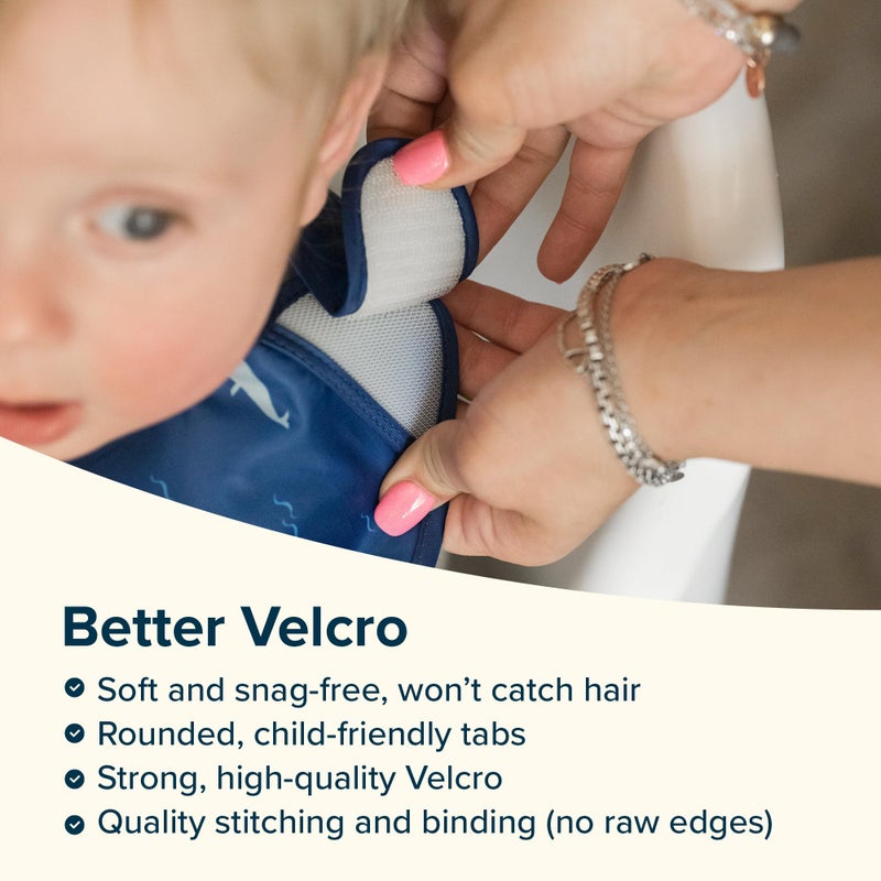 Tiny Twinkle Mess-Proof Baby Bibs for Eating | Waterproof, Wipeable Toddler Bibs with Catch-All Pocket | Feeding Bibs for Girls & Boys(3 Pack,Checkers Boy) - Image 3