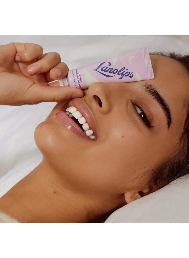 Lanolips - 12 Hour Overnight Lip Mask - Rich Lanolin Lip Balm With Hyaluronic Acid, Vitamin C & Ceramides - Restore, Soften & Replenish Lips While You Sleep - Cruelty-Free Lip Products (0.52 Oz / 15 G) - Image 1