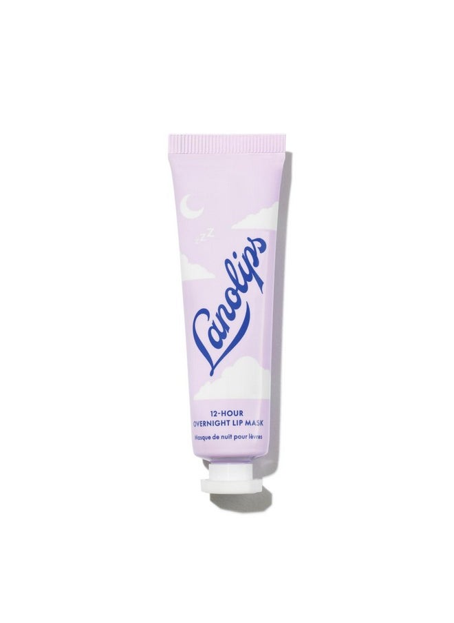 Lanolips - 12 Hour Overnight Lip Mask - Rich Lanolin Lip Balm With Hyaluronic Acid, Vitamin C & Ceramides - Restore, Soften & Replenish Lips While You Sleep - Cruelty-Free Lip Products (0.52 Oz / 15 G) - Image 1