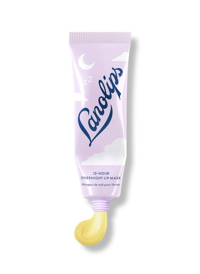 Lanolips - 12 Hour Overnight Lip Mask - Rich Lanolin Lip Balm With Hyaluronic Acid, Vitamin C & Ceramides - Restore, Soften & Replenish Lips While You Sleep - Cruelty-Free Lip Products (0.52 Oz / 15 G) - Image 1