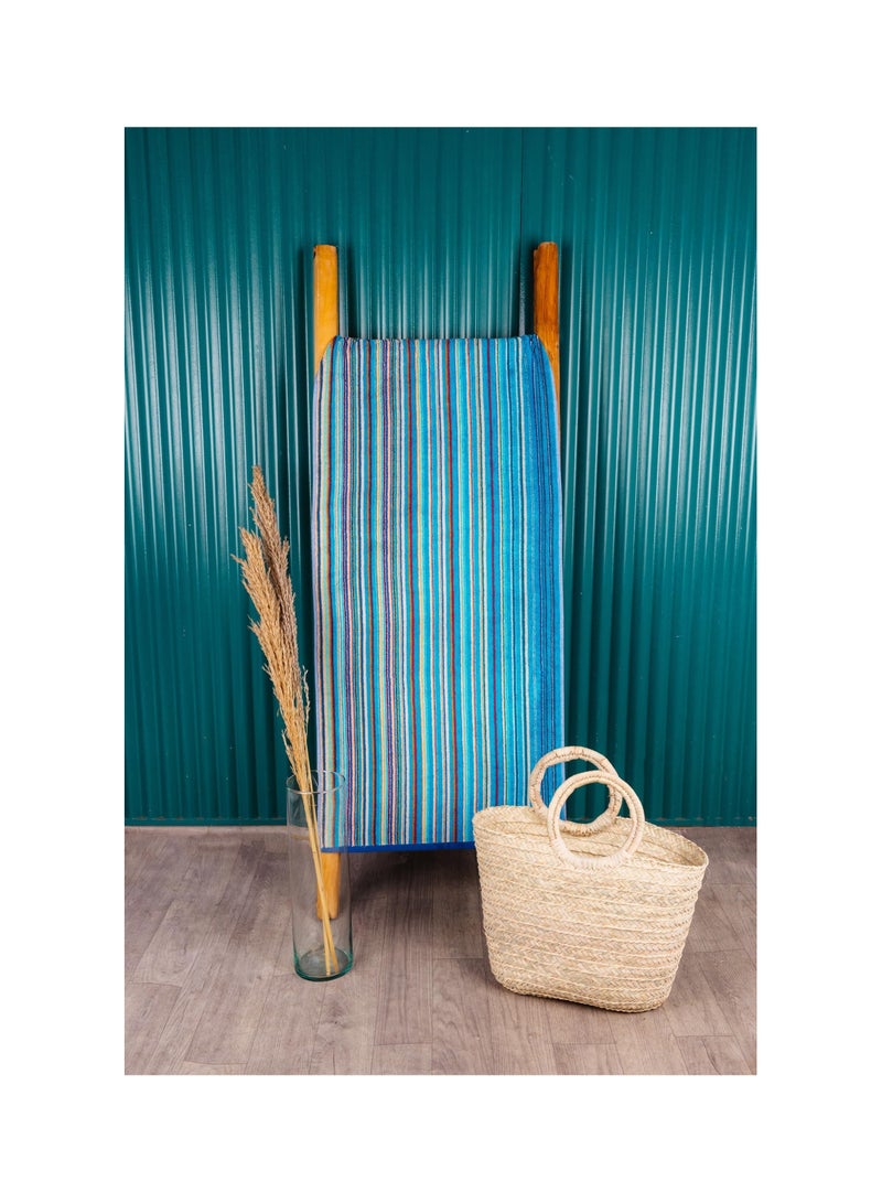 سيجنولا 2 منشفة حمام سيجنولا 55 × 150 سم مخططة باللون الأزرق، 100% قطن. - Image 2