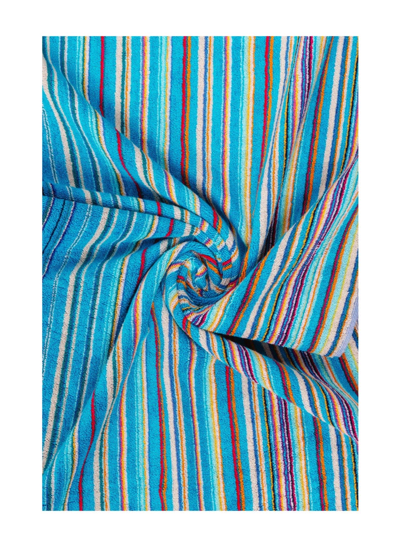 سيجنولا 2 منشفة حمام سيجنولا 55 × 150 سم مخططة باللون الأزرق، 100% قطن. - Image 3