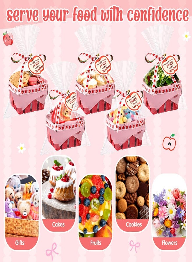 Mimorou 24 Set DIY Teacher Appreciation Gift Basket Kit Mini Apple Treat Baskets Empty Bulk 4.3 Inch for Candy Snack Cookie, Small Thank You Teacher Gifts for End of Year Classroom Party Favors - Image 3