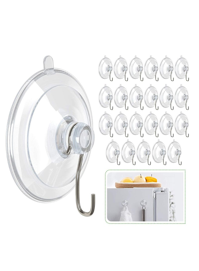 Suction Cup Hooks, 45 mm Clear PVC Suction Cups with Metal Hooks Removable Small Suction Cups for Kitchen Bathroom Shower Wall Window Glass Door, 24 Pack - Image 1