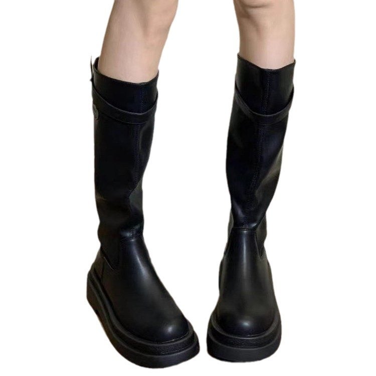 French Style Boots For Women 2023 Autumn New Fashion All-Match Retro Western Style Thick-Soled Knee Thin Boots Fashion - Image 5