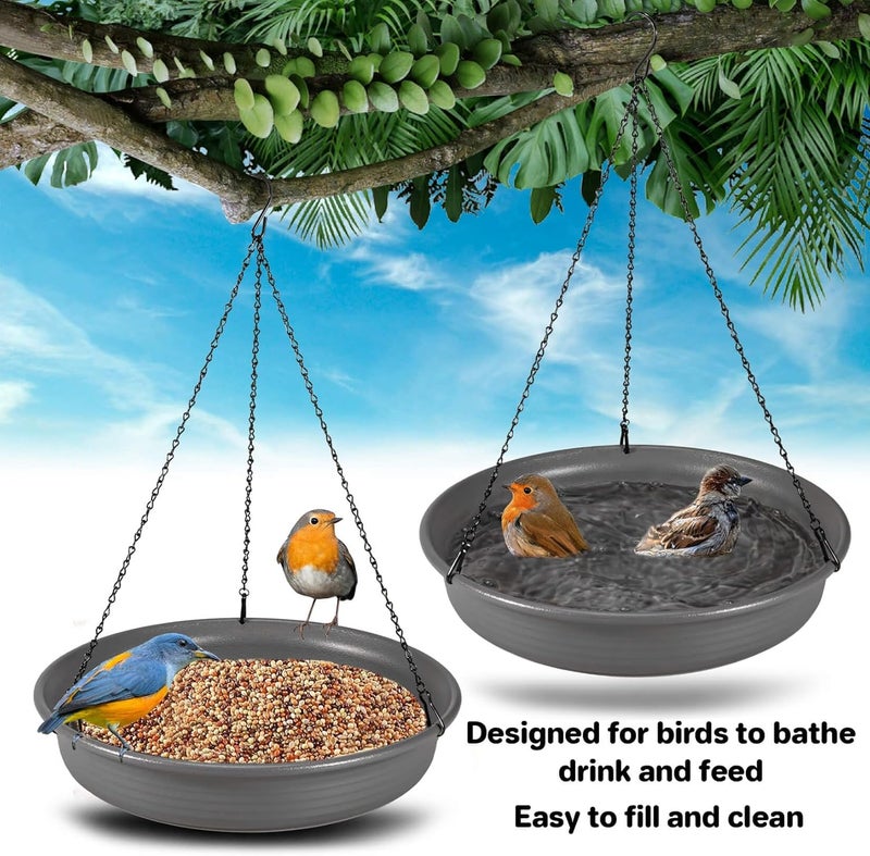 CARGEN Bird Bath Hanging Bird-Feeder - Garden Bird Bat Bird Feeder Plate Hanging Tray Bird Bath Tray Hanging Bird Water or Bird Seed Hanging Bird Baths for Outdoors - Image 3