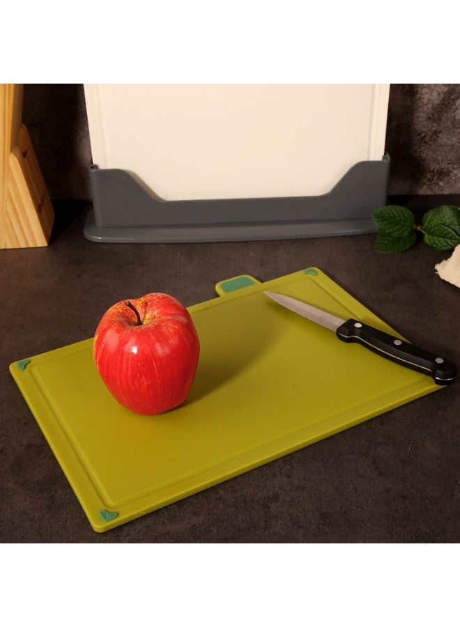 (4 pack) Plastic cutting board with storage shelf.Thicker Chopping Board Set with Color Coded Food Icon for Kitchen Different Food Types.Easy to Grasp, Anti-skid and Easy to Clean - Image 2