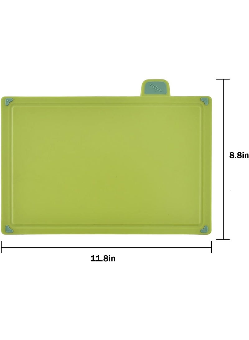 (4 pack) Plastic cutting board with storage shelf.Thicker Chopping Board Set with Color Coded Food Icon for Kitchen Different Food Types.Easy to Grasp, Anti-skid and Easy to Clean - Image 3