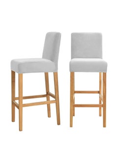 General Velvet bar chair cover, counter stool cover, elastic bar stool cover, set of 2 (light grey)  - Image 1