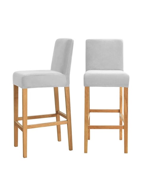 Velvet bar chair cover, counter stool cover, elastic bar stool cover, set of 2 (light grey)