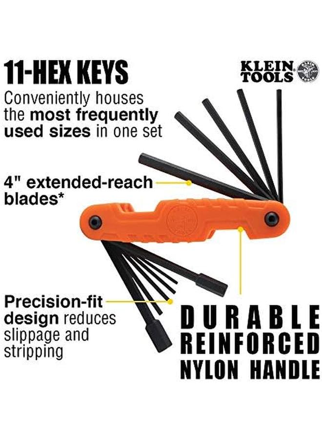 كلاين تولز 70550 مجموعة مفاتيح ربط سداسية 11 مقاس Sae أداة مفتاح ألين قابلة للطي شديدة التحمل مع مفاتيح سداسية طويلة جدًا - Image 3