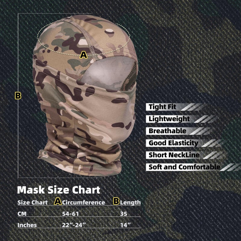 XY3545HS Camo Balaclava Face Mask for Man and Women-Huntingï¼ŒSkiingï¼ŒMotorcycle Windproofï¼ŒUV Protection&Military Training - Image 3