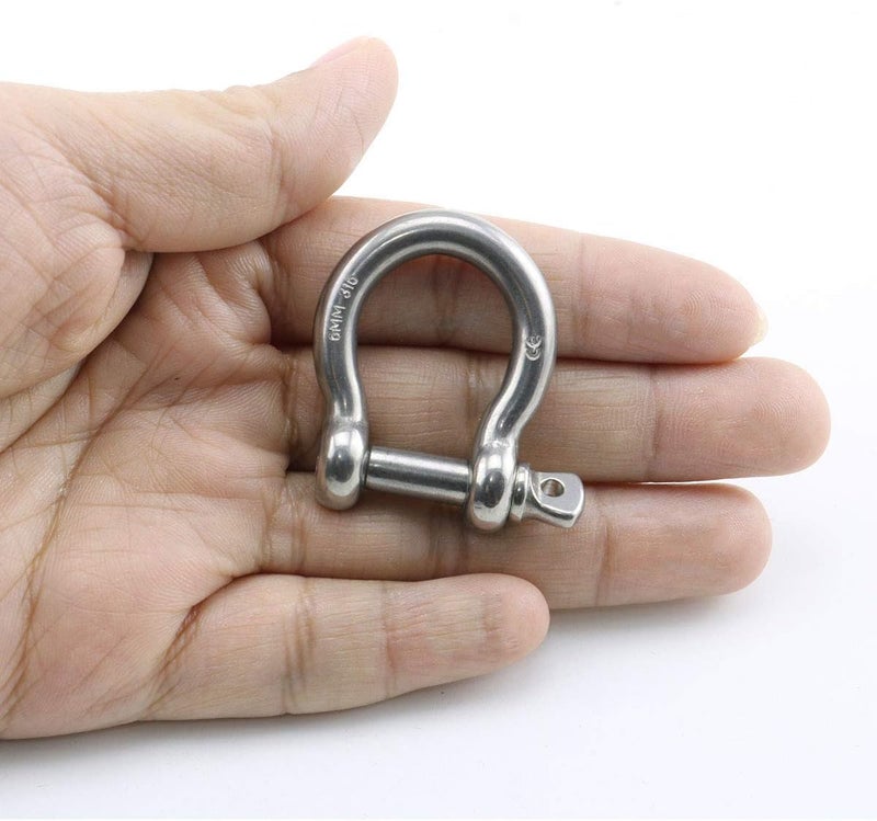 Lind Kitchen 4pcs 1/4 Inch Stainless Steel Bow Shackle Screw Pin Anchor Shackle Hardware Rigging Outdoor Tools for Survival Rope Paracord Camping Bracelet Bow Buckle M6 - Image 5