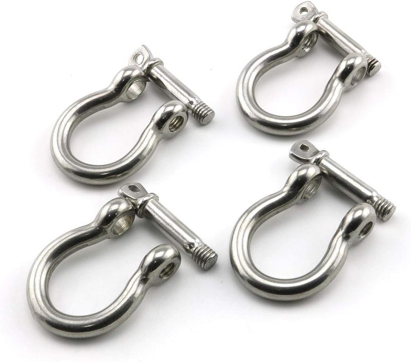 Lind Kitchen 4pcs 1/4 Inch Stainless Steel Bow Shackle Screw Pin Anchor Shackle Hardware Rigging Outdoor Tools for Survival Rope Paracord Camping Bracelet Bow Buckle M6 - Image 2