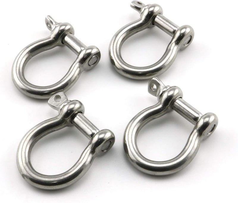 Lind Kitchen 4pcs 1/4 Inch Stainless Steel Bow Shackle Screw Pin Anchor Shackle Hardware Rigging Outdoor Tools for Survival Rope Paracord Camping Bracelet Bow Buckle M6 - Image 1