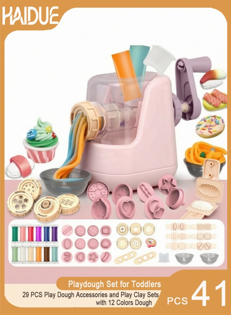 Haidue Playdough Set for Toddlers, Playdough Tools, Playdough Noodle Toy with 29 PCS Play Dough Accessories and Play Clay Sets with 12 Colors Dough for Boys and Girls Birthday Gift - Image 1