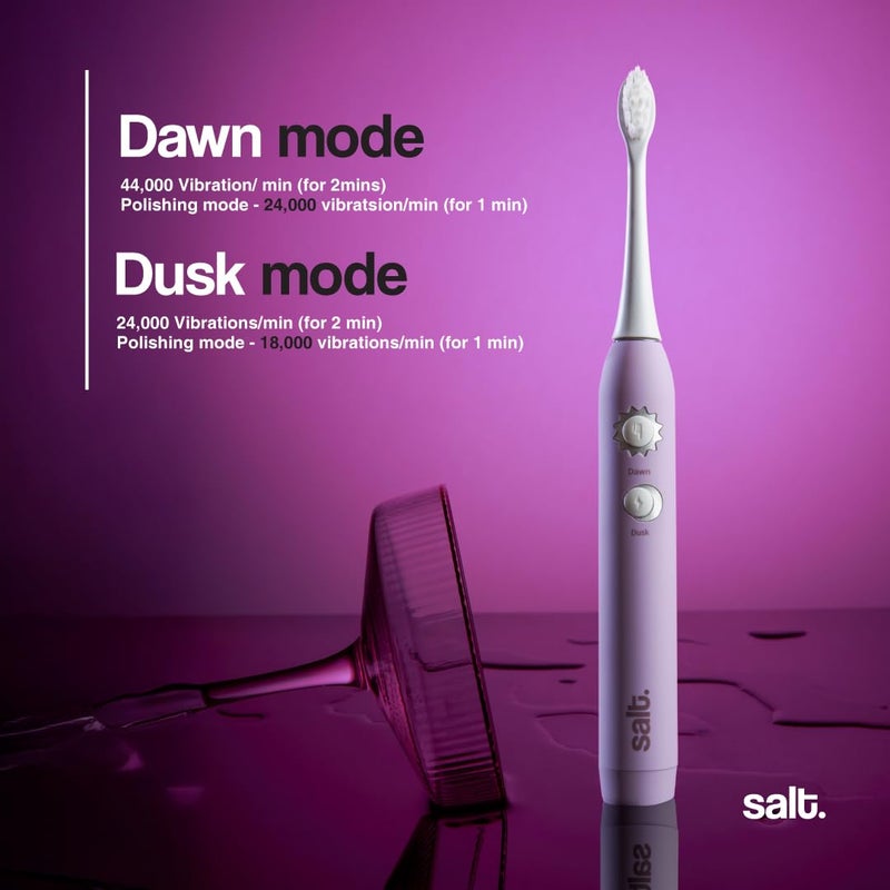 Salt .Oral Care Halo Supersonic Electric Toothbrush for Adults – Smokey Purple | Rechargeable Sonic Toothbrush with 3 Modes, Pressure Sensor, USB-C, 2 Brush Heads, 60-Day Battery, Travel Case, IPX7 Waterproof - Image 4
