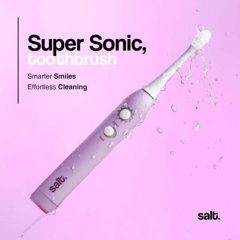 Salt .Oral Care Halo Supersonic Electric Toothbrush for Adults – Smokey Purple | Rechargeable Sonic Toothbrush with 3 Modes, Pressure Sensor, USB-C, 2 Brush Heads, 60-Day Battery, Travel Case, IPX7 Waterproof - Image 2