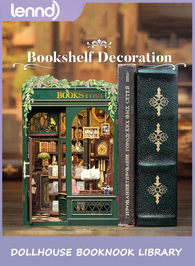 LENND Book Nook Kit - DIY Miniature House Kit for Adults, Teens and Beginners, Doll house Library Tiny House Bookshelf Decor 3D Wooden Puzzle, Gifts for Family, Friends (Owl Bookstore) - Image 5