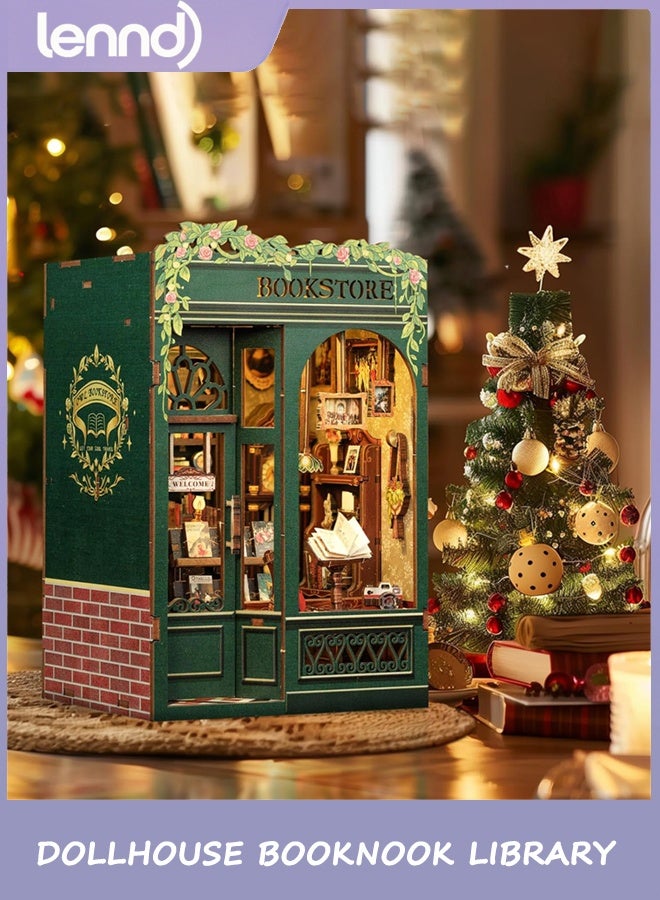LENND Book Nook Kit - DIY Miniature House Kit for Adults, Teens and Beginners, Doll house Library Tiny House Bookshelf Decor 3D Wooden Puzzle, Gifts for Family, Friends (Owl Bookstore) - Image 4
