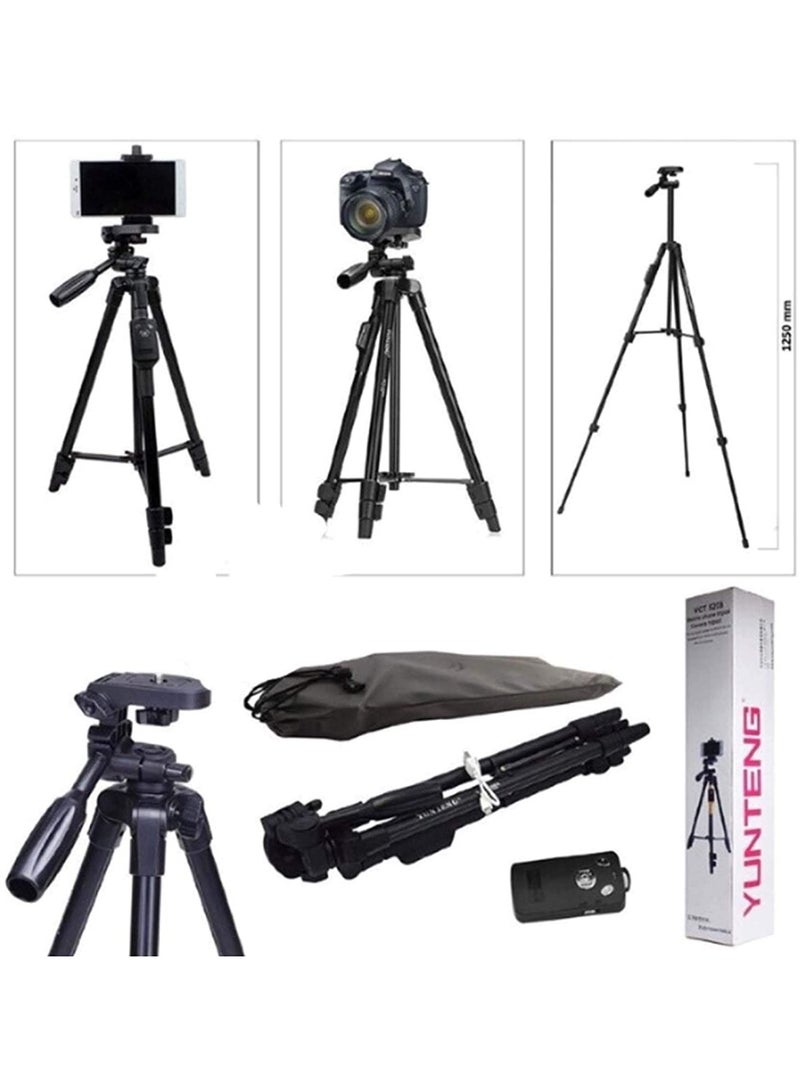 Yunteng Portable Tripod Stand with Remote Shutter - Adjustable Height, Lightweight, and Stable for Smartphones & Cameras - Perfect for Photography, Videography, Live Streaming, Vlogging, and Zoom Calls - Black - Image 1
