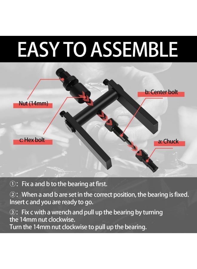 مجموعة أدوات سحب محمل الفتحة العمياء للدراجات النارية، 10 قطع، مجموعة أدوات سحب محمل داخلي لعجلة الدراجة النارية بمقاس 8-25 مم، أداة سحب المحمل الداخلي العمياء الداخلي - Image 5