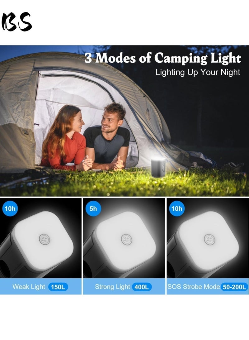 بي إس مضخة هواء صغيرة محمولة للتخييم مع ضوء ثلاثي الألوان وخمس فوهات | مضخة هواء كهربائية | تعمل ببطارية عالية السعة 2400 مللي أمبير في الساعة | مناسبة للأجهزة القابلة للنفخ المختلفة | مضخة هواء قابلة لإعادة الشحن من النوع C | مزودة بضوء LED 410 لومن | مناسبة لمراتب الهواء للتخييم وأكياس التعبئة المفرغة من الهواء وحلقات السباحة. - Image 5