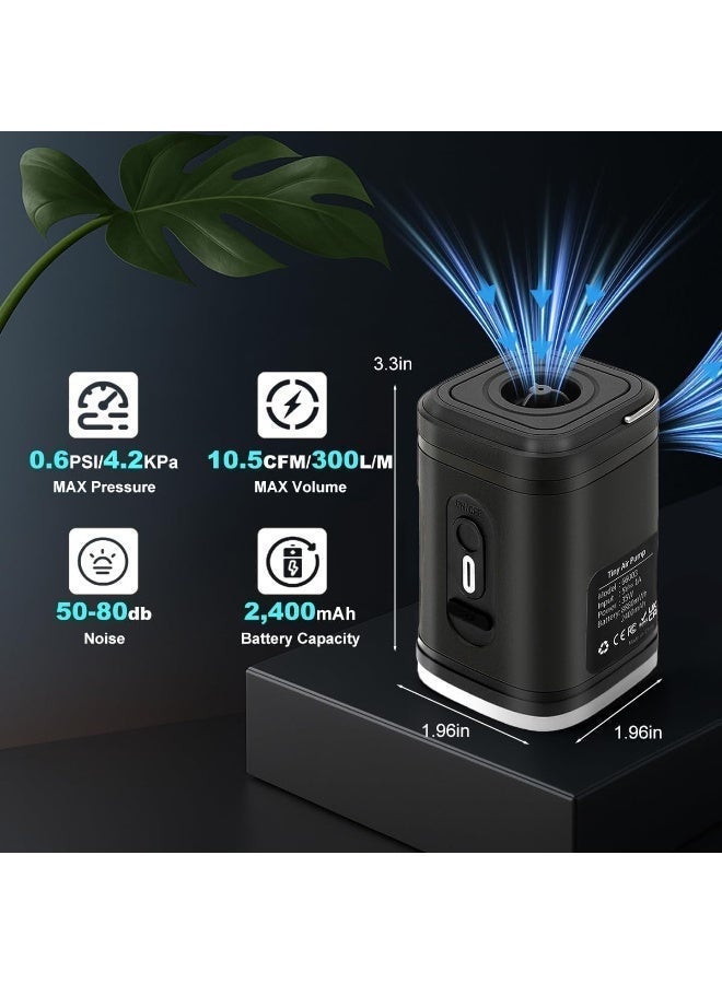 بي إس مضخة هواء صغيرة محمولة للتخييم مع ضوء ثلاثي الألوان وخمس فوهات | مضخة هواء كهربائية | تعمل ببطارية عالية السعة 2400 مللي أمبير في الساعة | مناسبة للأجهزة القابلة للنفخ المختلفة | مضخة هواء قابلة لإعادة الشحن من النوع C | مزودة بضوء LED 410 لومن | مناسبة لمراتب الهواء للتخييم وأكياس التعبئة المفرغة من الهواء وحلقات السباحة. - Image 2